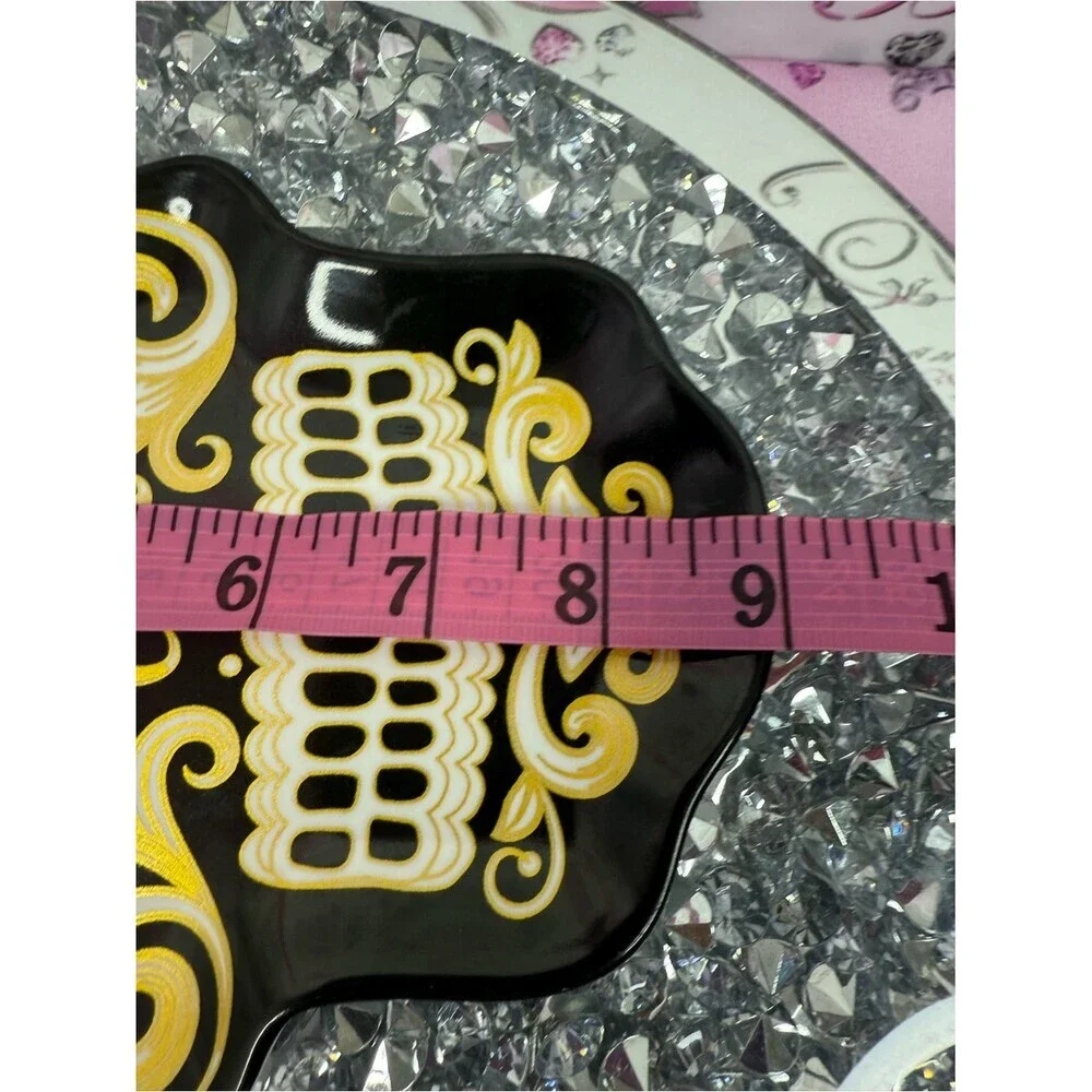 2 set plates skulls sugar skull Gold Floral Sugar Skull Tray - Black